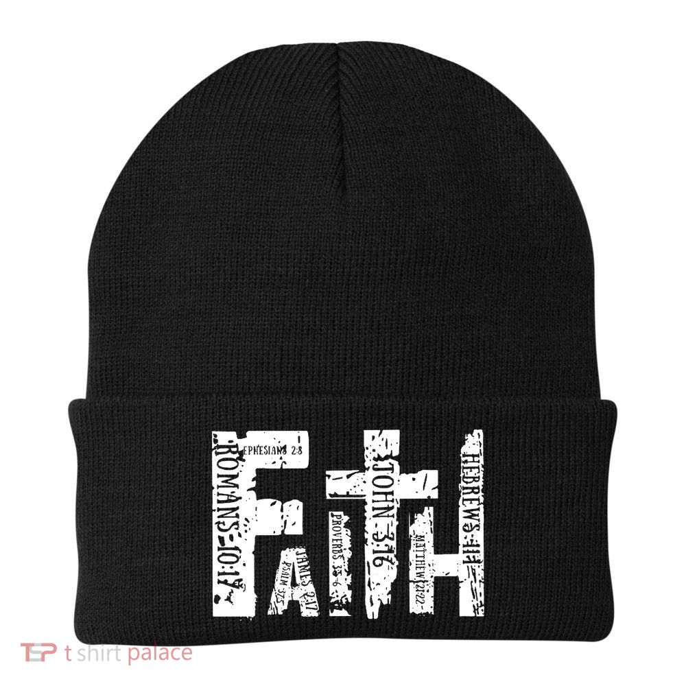 Faith Bible Verse Christian Quote Knit Cap Winter Beanie