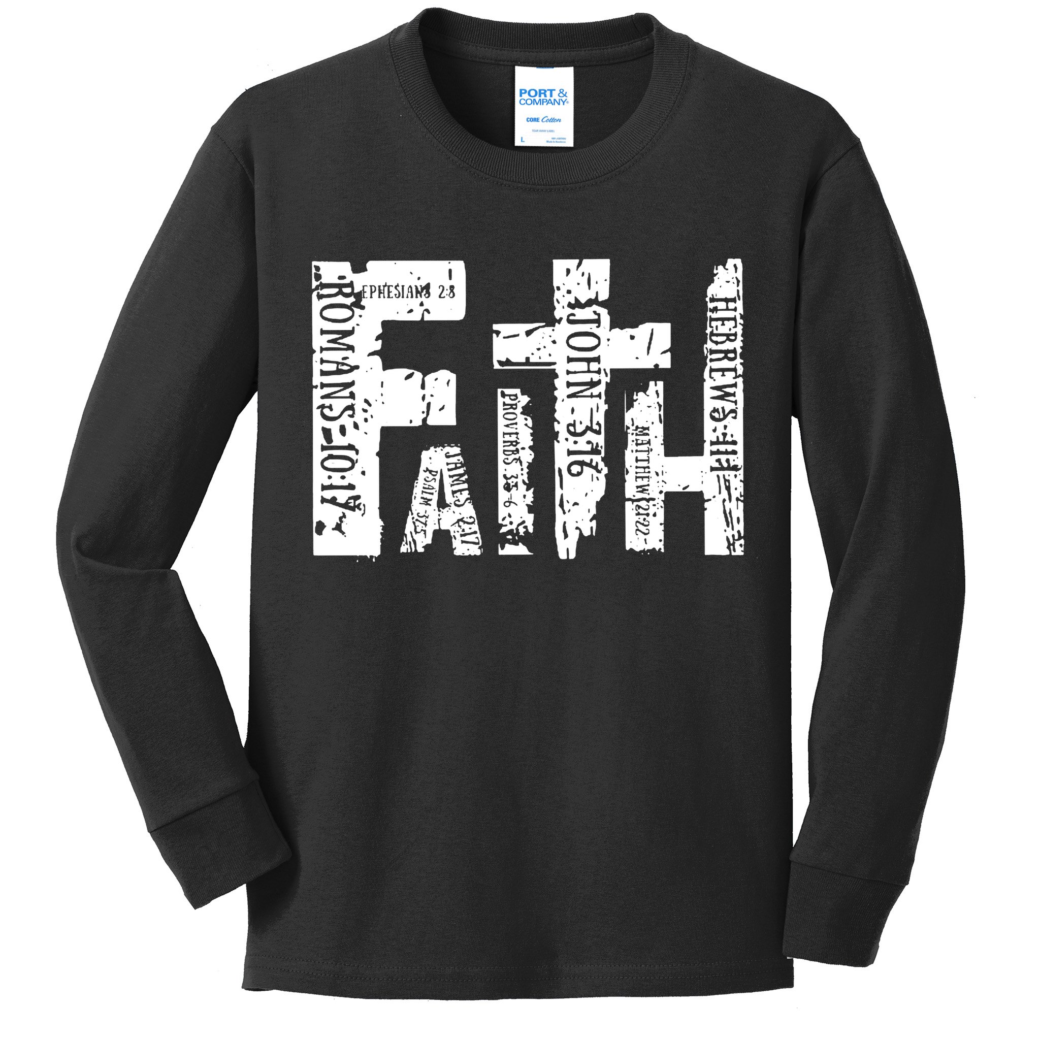 Faith Bible Verse Christian Quote Kids Long Sleeve Shirt