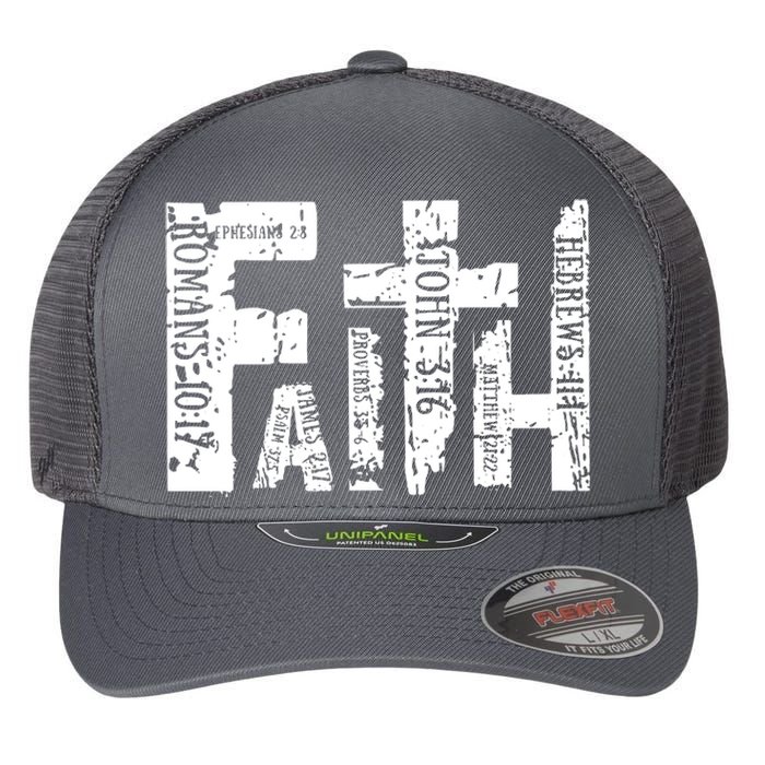 Faith Bible Verse Christian Quote Flexfit Unipanel Trucker Cap