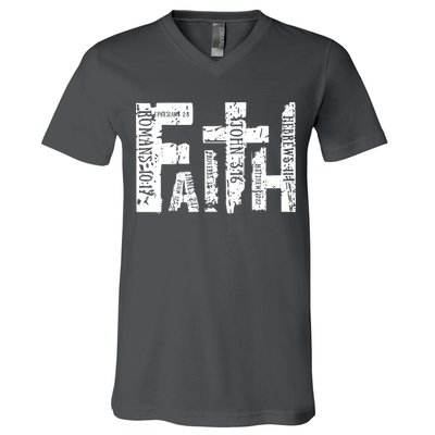 Faith Bible Verse Christian Quote V-Neck T-Shirt