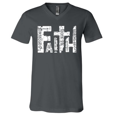 Faith Bible Verse Christian Quote V-Neck T-Shirt