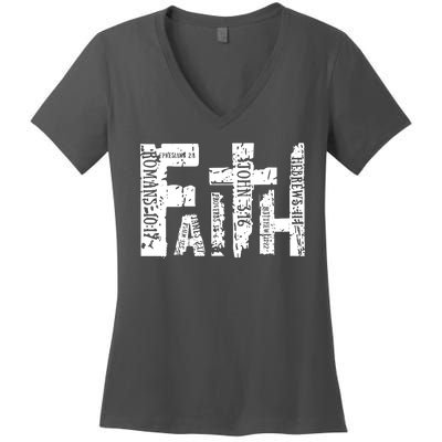 Faith Bible Verse Christian Quote Women's V-Neck T-Shirt