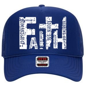 Faith Bible Verse Christian Quote High Crown Mesh Back Trucker Hat