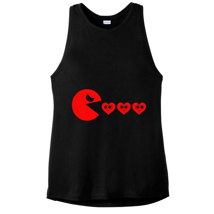 Funny Boy Valentines Day Hearts Eating Funny Gamer Game Ladies PosiCharge Tri-Blend Wicking Tank