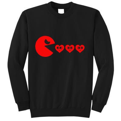 Funny Boy Valentines Day Hearts Eating Funny Gamer Game Sweatshirt
