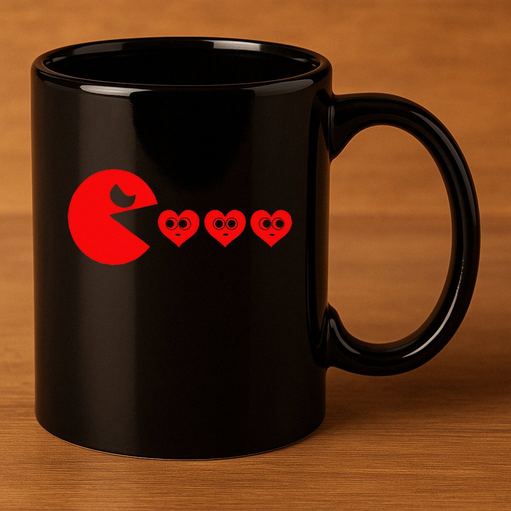 Funny Boy Valentines Day Hearts Eating Funny Gamer Game 11oz C Handle Ceramic Mug