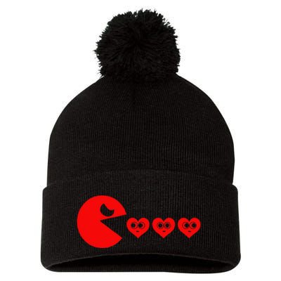 Funny Boy Valentines Day Hearts Eating Funny Gamer Game Pom Pom 12in Knit Beanie