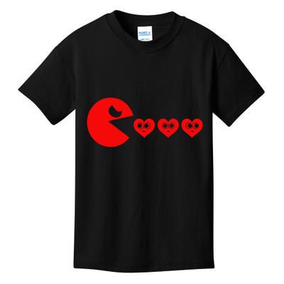 Funny Boy Valentines Day Hearts Eating Funny Gamer Game Kids T-Shirt