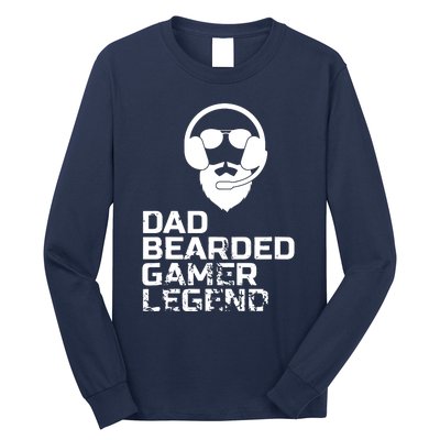 Funny Bearded Video Gamer Gaming Beard Dad Fathers Day Long Sleeve Shirt