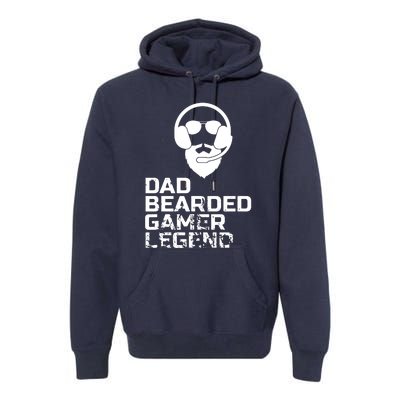 Funny Bearded Video Gamer Gaming Beard Dad Fathers Day Premium Hoodie