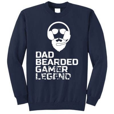 Funny Bearded Video Gamer Gaming Beard Dad Fathers Day Tall Sweatshirt