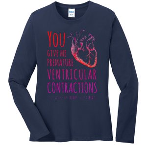 Funny Biology Valentine's Day You Make My Heart Skip Ladies Long Sleeve Shirt