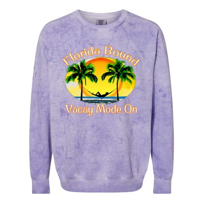 Florida Bound Vacay Mode On Funny Beach Summer Gift Colorblast Crewneck Sweatshirt