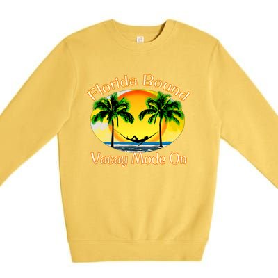 Florida Bound Vacay Mode On Funny Beach Summer Gift Premium Crewneck Sweatshirt