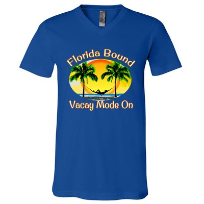 Florida Bound Vacay Mode On Funny Beach Summer Gift V-Neck T-Shirt