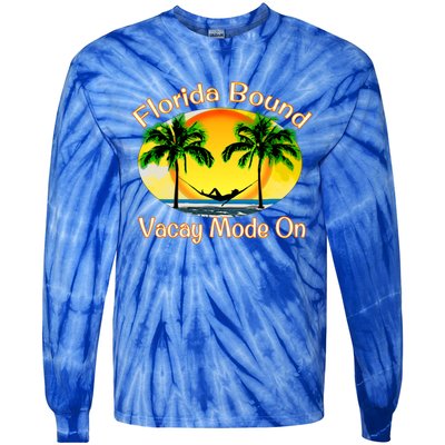 Florida Bound Vacay Mode On Funny Beach Summer Gift Tie-Dye Long Sleeve Shirt