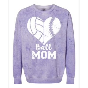 Funny Baseball Volleyball Mom Heart Gift Colorblast Crewneck Sweatshirt