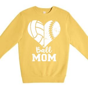 Funny Baseball Volleyball Mom Heart Gift Premium Crewneck Sweatshirt