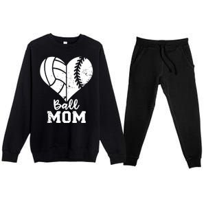 Funny Baseball Volleyball Mom Heart Gift Premium Crewneck Sweatsuit Set