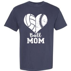 Funny Baseball Volleyball Mom Heart Gift Garment-Dyed Heavyweight T-Shirt