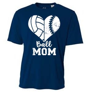 Funny Baseball Volleyball Mom Heart Gift Cooling Performance Crew T-Shirt