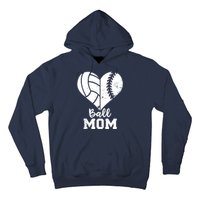 Funny Baseball Volleyball Mom Heart Gift Hoodie