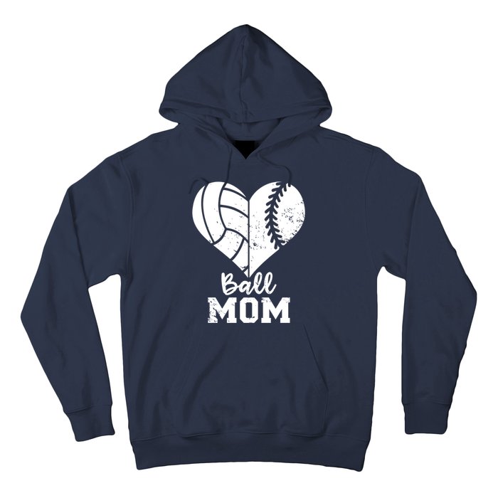 Funny Baseball Volleyball Mom Heart Gift Hoodie