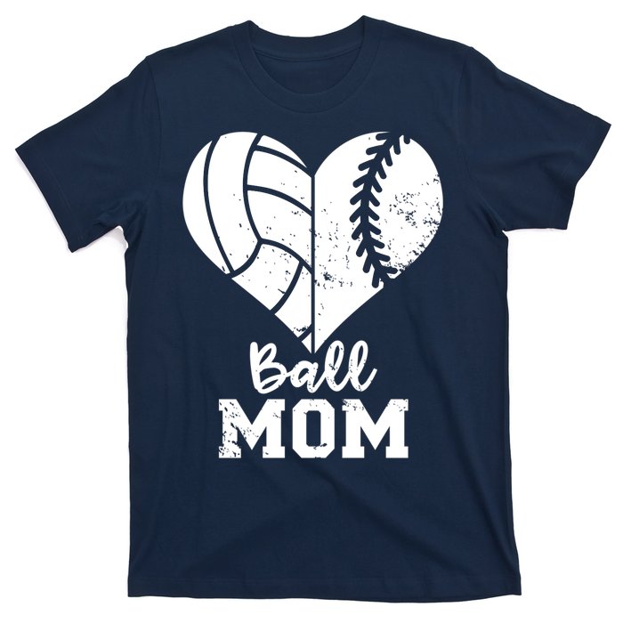 Funny Baseball Volleyball Mom Heart Gift T-Shirt