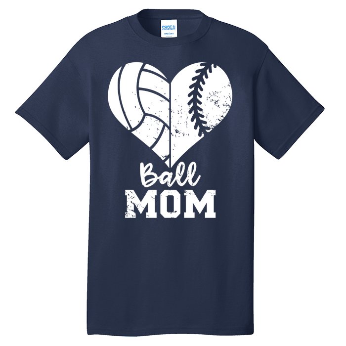 Funny Baseball Volleyball Mom Heart Gift Tall T-Shirt