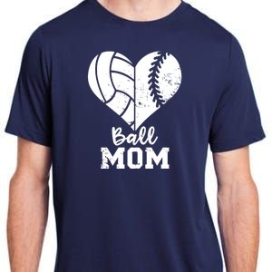 Funny Baseball Volleyball Mom Heart Gift Adult ChromaSoft Performance T-Shirt