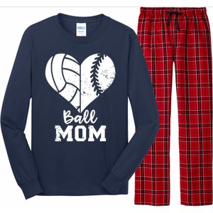 Funny Baseball Volleyball Mom Heart Gift Long Sleeve Pajama Set