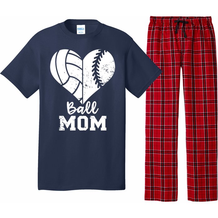 Funny Baseball Volleyball Mom Heart Gift Pajama Set