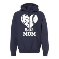 Funny Baseball Volleyball Mom Heart Gift Premium Hoodie