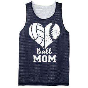 Funny Baseball Volleyball Mom Heart Gift Mesh Reversible Basketball Jersey Tank