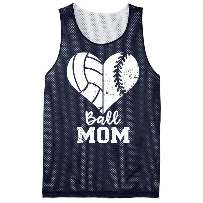 Funny Baseball Volleyball Mom Heart Gift Mesh Reversible Basketball Jersey Tank