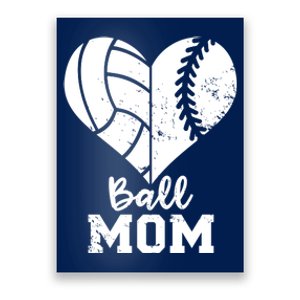 Funny Baseball Volleyball Mom Heart Gift Poster