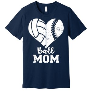 Funny Baseball Volleyball Mom Heart Gift Premium T-Shirt