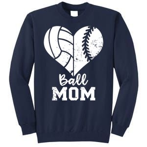 Funny Baseball Volleyball Mom Heart Gift Tall Sweatshirt