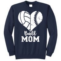 Funny Baseball Volleyball Mom Heart Gift Tall Sweatshirt