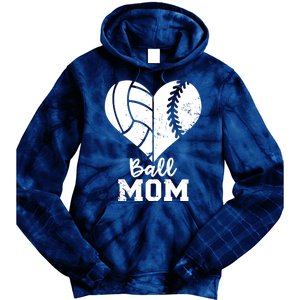 Funny Baseball Volleyball Mom Heart Gift Tie Dye Hoodie