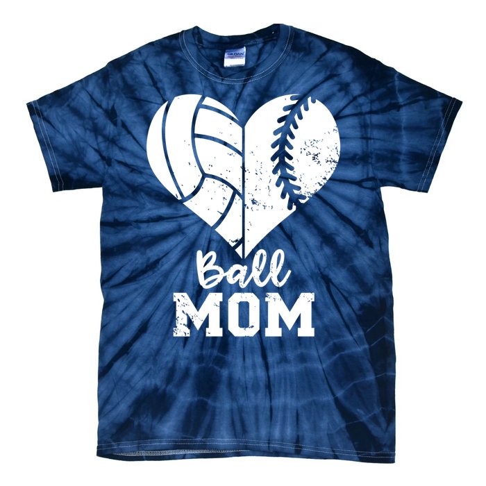 Funny Baseball Volleyball Mom Heart Gift Tie-Dye T-Shirt