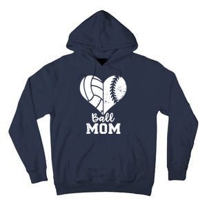 Funny Baseball Volleyball Mom Heart Gift Tall Hoodie