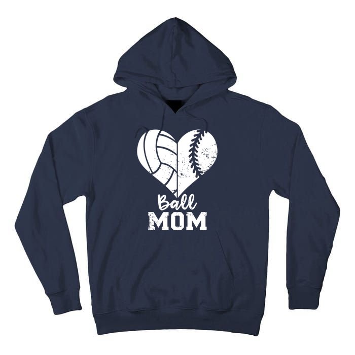 Funny Baseball Volleyball Mom Heart Gift Tall Hoodie