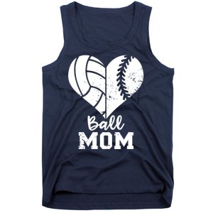 Funny Baseball Volleyball Mom Heart Gift Tank Top