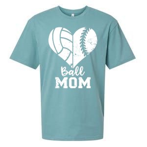 Funny Baseball Volleyball Mom Heart Gift Sueded Cloud Jersey T-Shirt