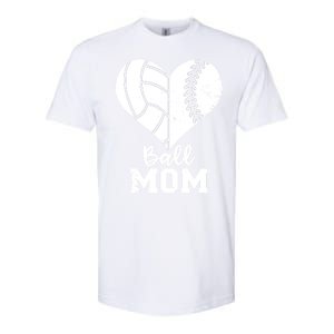 Funny Baseball Volleyball Mom Heart Gift Softstyle CVC T-Shirt