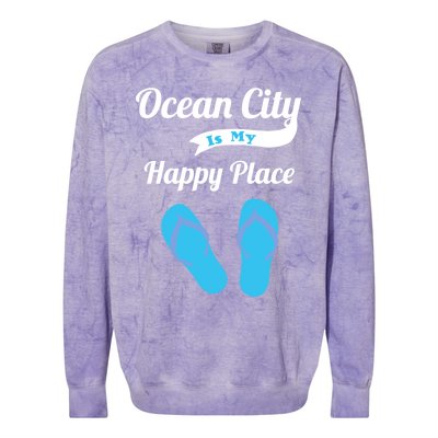 Funny Beach Vacation Design Ocean City Is My Happy Place Gift Colorblast Crewneck Sweatshirt