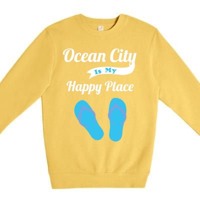 Funny Beach Vacation Design Ocean City Is My Happy Place Gift Premium Crewneck Sweatshirt