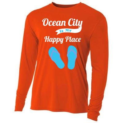 Funny Beach Vacation Design Ocean City Is My Happy Place Gift Cooling Performance Long Sleeve Crew