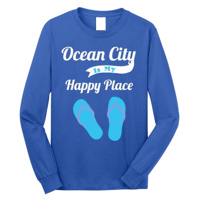 Funny Beach Vacation Design Ocean City Is My Happy Place Gift Long Sleeve Shirt